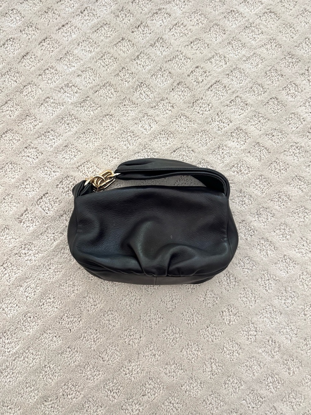 COS MICRO Black Napa Leather Wrist Clutch Bag
